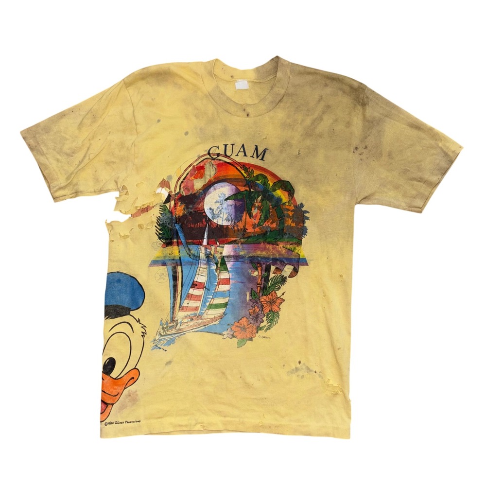 AS IS Vintage Test Print Guam Donald Duck Thrashed T-Shirt M Single Stitch USA